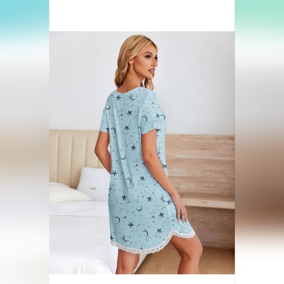Ekouaer Women's Nightgown Sleepwear Soft Sleepshirt Short Sleeve Size Large-EUC - Picture 6 of 12